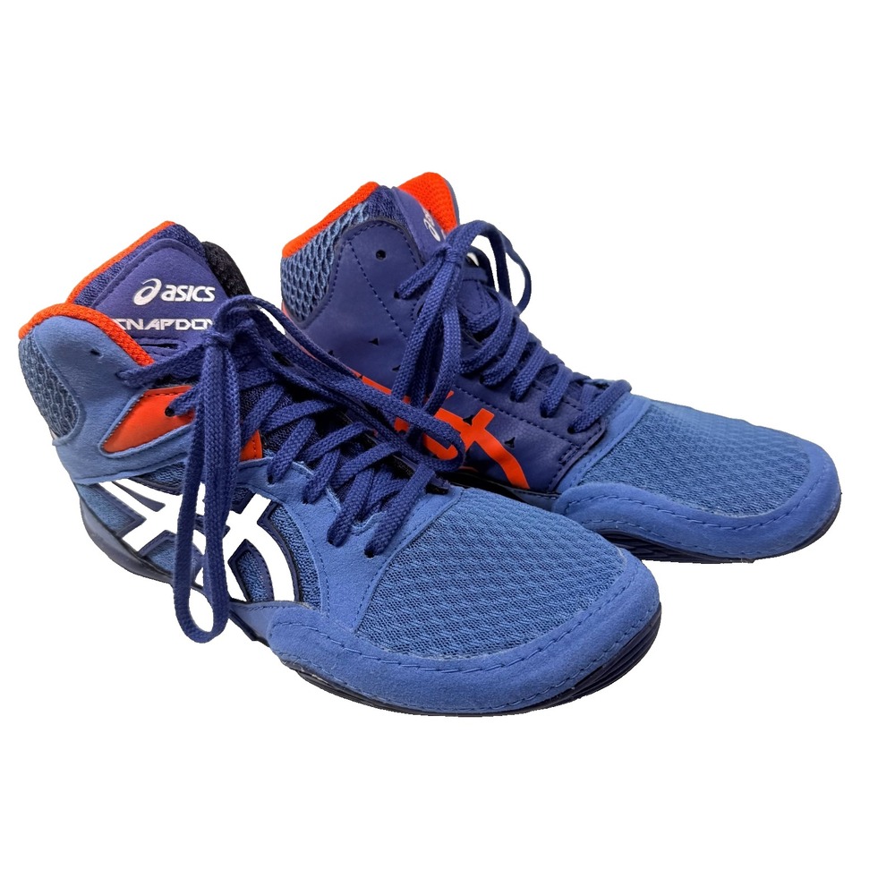 ASICS Snapdown 3 Wrestling Shoes Blue Orange Kids 3.5 Athletic Combat Sneakers